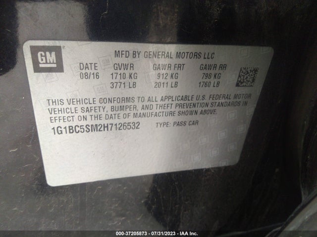 Chevrolet CRUZE LS 2017 1G1BC5SM2H7126532 Image 9
