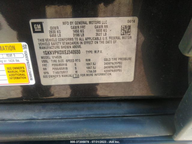 1GKKVPKDXEJ340930 GMC ACADIA SLE