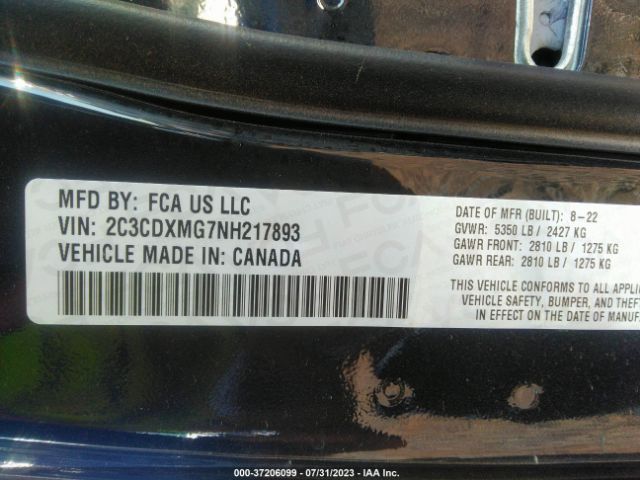 2C3CDXMG7NH217893 Dodge CHARGER GT