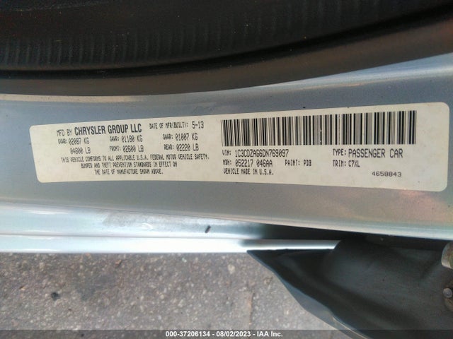 2013 DODGE AVENGER SE V6 VIN: 1C3CDZAG6DN769097