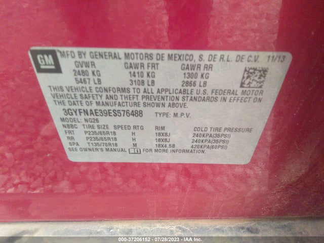 3GYFNAE39ES576488 Cadillac Srx Base