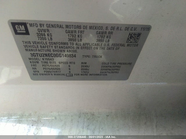 GMC Sierra 1500 Slt 2016 3GTU2NEC0GG149834 Image 9