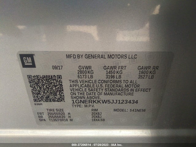 Chevrolet Traverse Premier 2018 1GNERKKW5JJ123434 Image 9