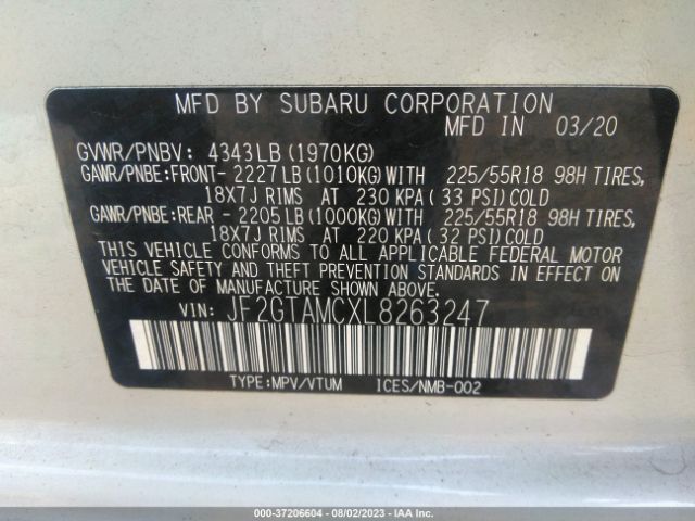 JF2GTAMCXL8263247 Subaru Crosstrek Limited
