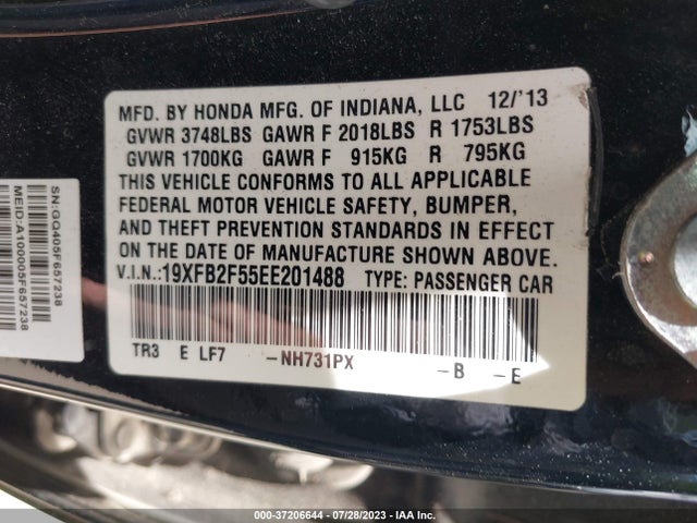 Honda Civic Sedan Lx 2014 19XFB2F55EE201488 Image 9