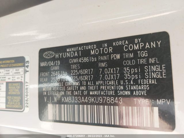 KM8J33A49KU978843 Hyundai Tucson Value