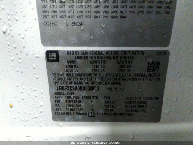 LRBFXCSA9KD000800 Buick Envision Essence