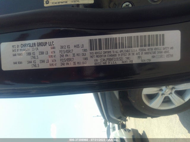 1C4NJPBBXFD191521 Jeep Patriot Sport