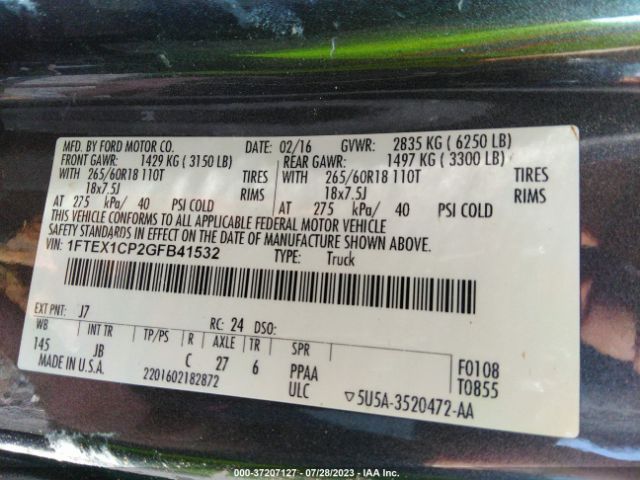 1FTEX1CP2GFB41532 Ford F-150 Xl/lariat/xlt