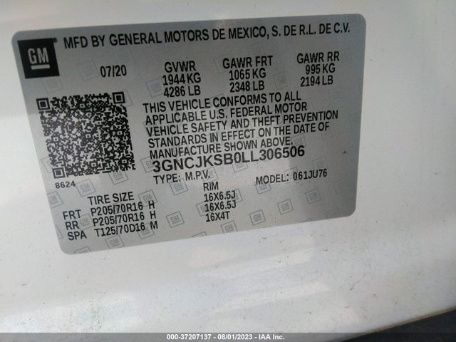Chevrolet TRAX LS 2020 3GNCJKSB0LL306506 Image 9