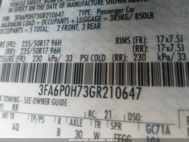 3FA6P0H73GR210647 Ford FUSION SE