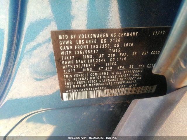 WVGAV7AX5JK000104 Volkswagen TIGUAN LIMITED