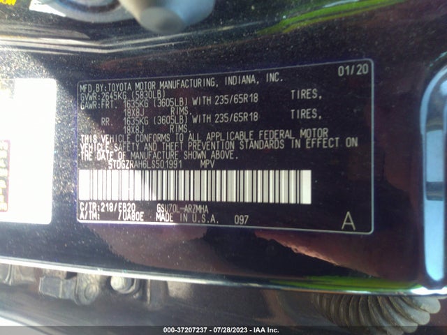 Toyota Highlander Xle 2020 5TDGZRAH6LS501991 Image 16
