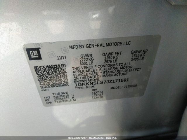 1GKKNSLS7JZ171591 GMC ACADIA SLE