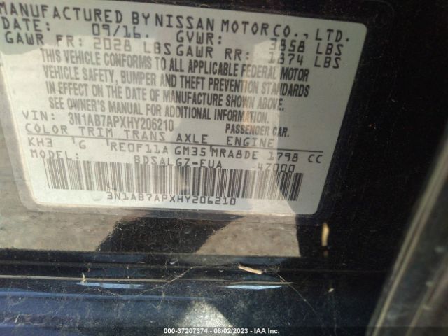 3N1AB7APXHY206210 Nissan SENTRA SL
