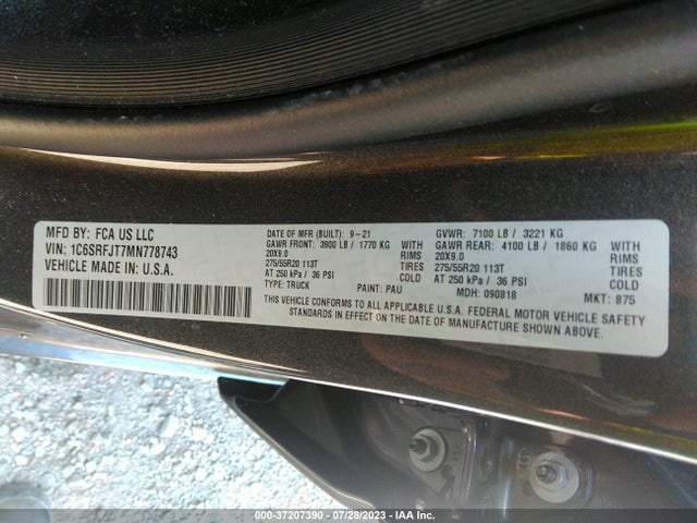 1C6SRFJT7MN778743 RAM 1500 Laramie