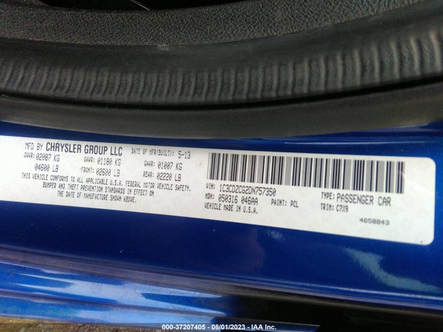 2013 DODGE AVENGER SXT VIN: 1C3CDZCG2DN757350