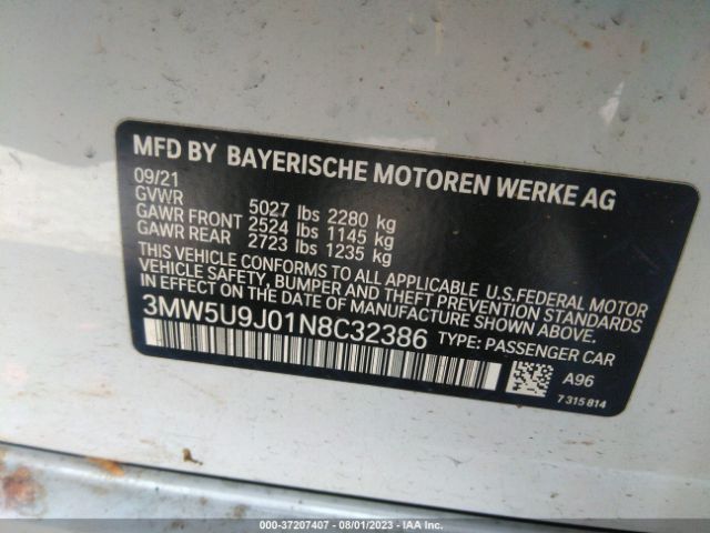 3MW5U9J01N8C32386 BMW 3 Series M340i Xdrive