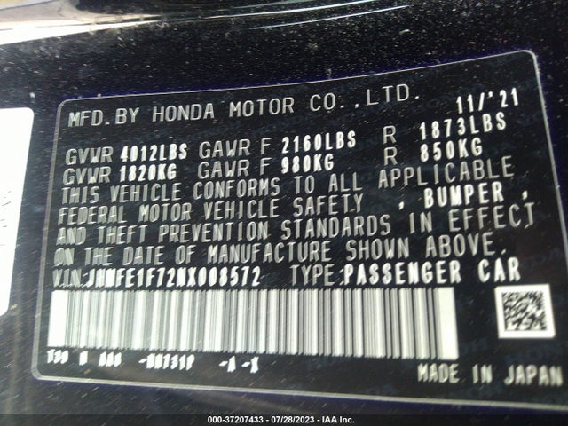 Honda Civic Sedan Ex 2022 JHMFE1F72NX008572 Image 9