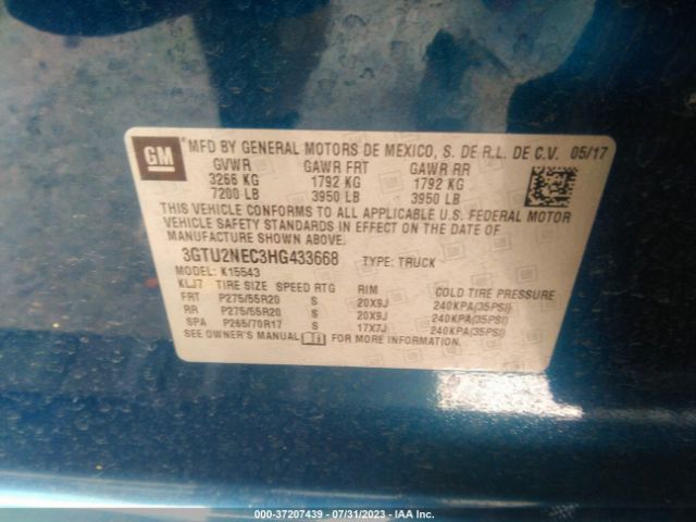 3GTU2NEC3HG433668 GMC Sierra 1500 Slt