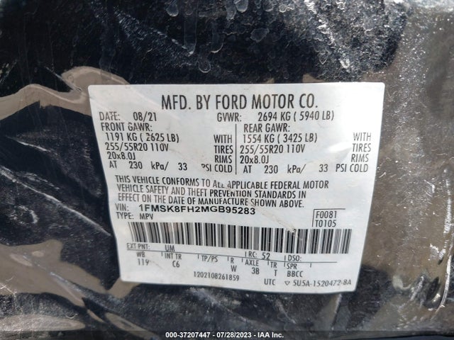 1FMSK8FH2MGB95283 Ford Explorer Limited