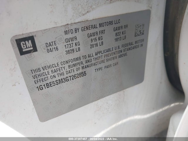 Chevrolet Cruze Lt Auto 2016 1G1BE5SM3G7262855 Image 9