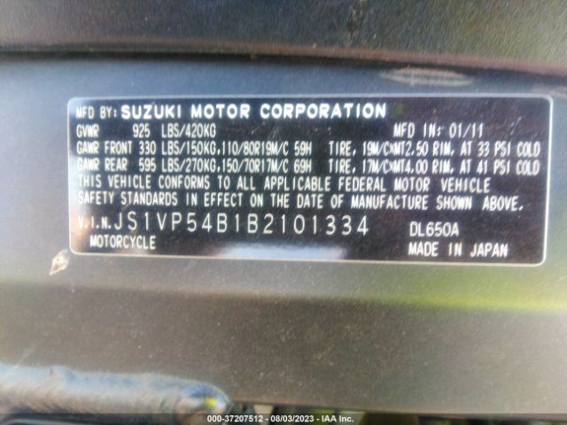 2011 SUZUKI DL650 JS1VP54B1B2101334 Photo 9