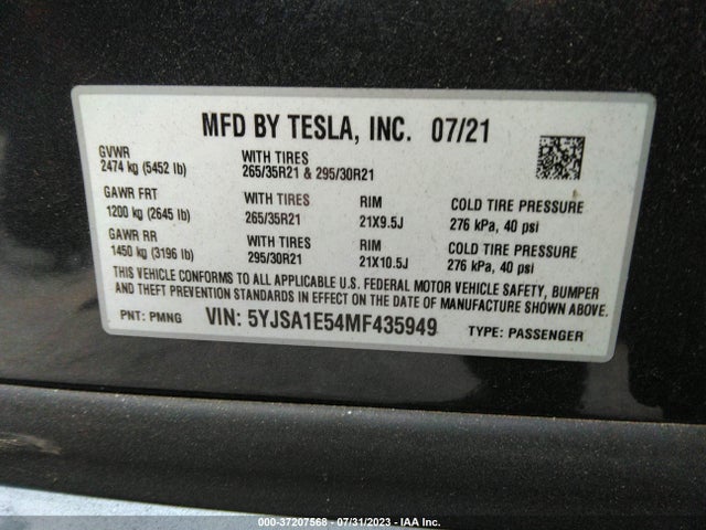 Tesla Model S Long Range 2021 5YJSA1E54MF435949 Image 17