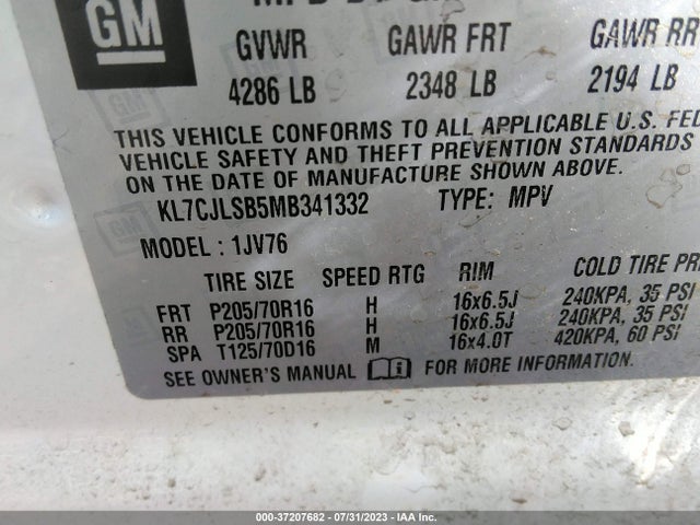 Chevrolet Trax Lt 2021 KL7CJLSB5MB341332 Image 9