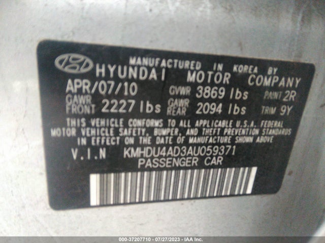 2010 HYUNDAI ELANTRA KMHDU4AD3AU059371 Photo 8