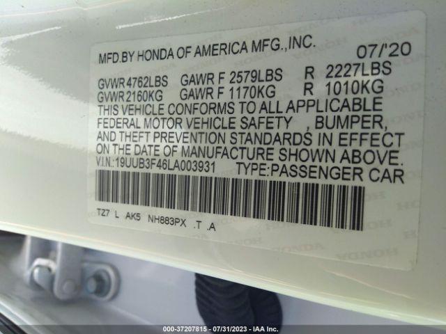 19UUB3F46LA003931 Acura Tlx W/technology Pkg
