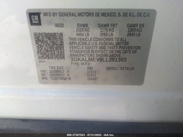 3GKALMEV8LL291303 GMC Terrain Sle