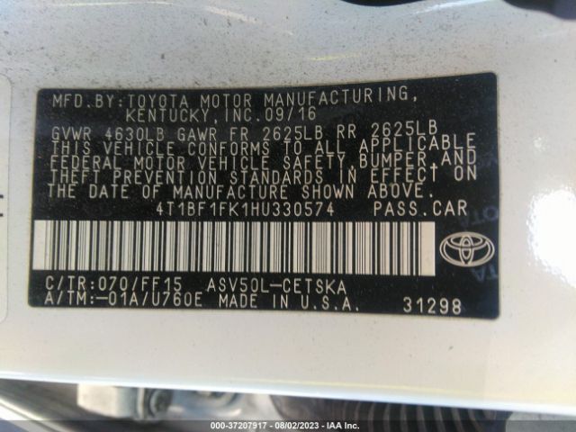 4T1BF1FK1HU330574 Toyota Camry Xle/se/le/xse