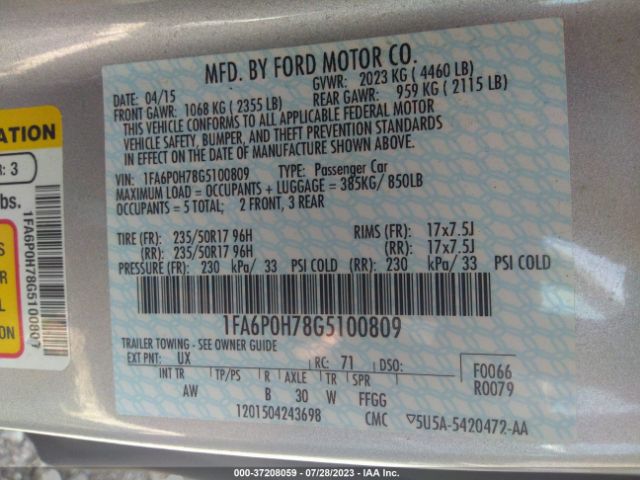 1FA6P0H78G5100809 Ford FUSION SE