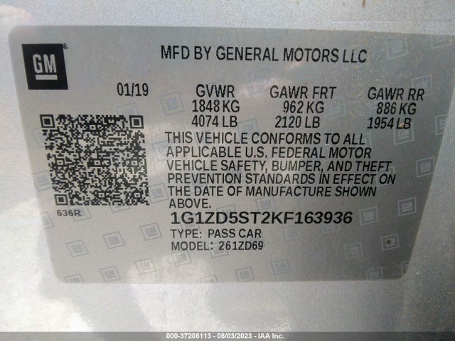 Chevrolet MALIBU LT 2019 1G1ZD5ST2KF163936 Image 9
