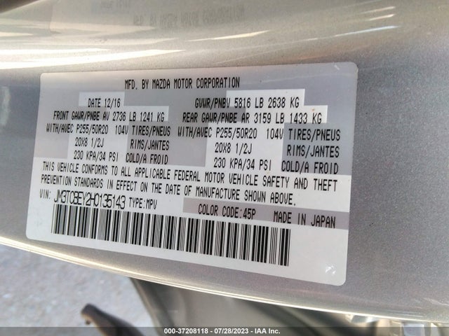 Mazda Cx-9 Signature 2017 JM3TCBEY2H0135143 Image 15