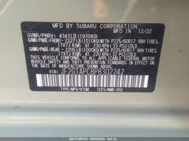JF2GTAPC8P8302242 Subaru Crosstrek Premium
