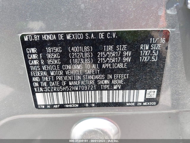 Honda HR-V EX 2017 3CZRU5H52HM709721 Image 9