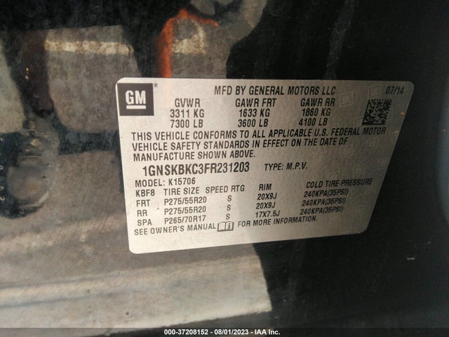 Chevrolet Tahoe Lt 2015 1GNSKBKC3FR231203 Image 9
