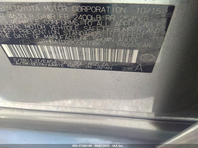 JTHBA1D29G5010867 Lexus IS 200T