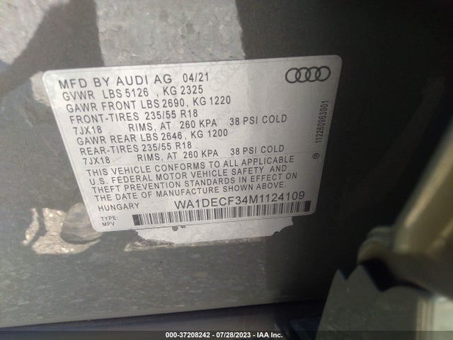 WA1DECF34M1124109 Audi Q3 S Line Premium