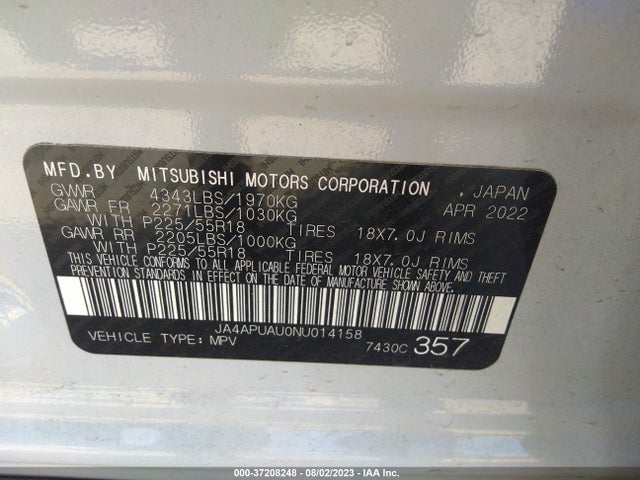 JA4APUAU0NU014158 Mitsubishi Outlander Sport Es/le/s/be