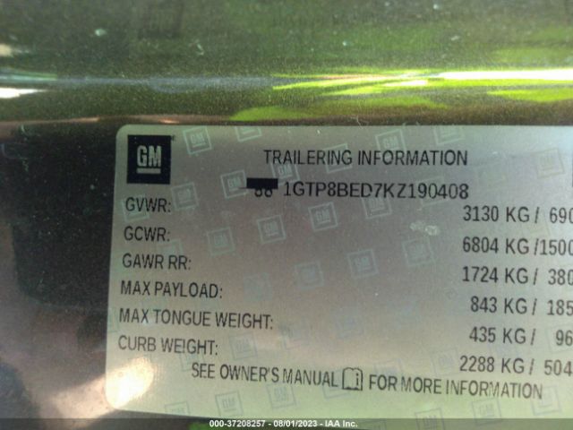 1GTP8BED7KZ190408 GMC Sierra 1500 Sle