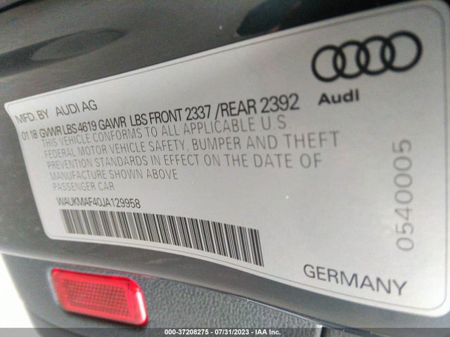 WAUKMAF40JA129958 Audi A4 Premium/tech Premium