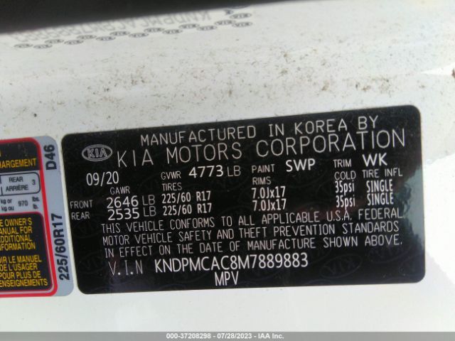 KNDPMCAC8M7889883 KIA Sportage Lx