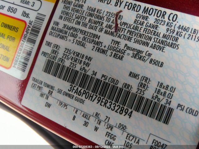 3FA6P0H79ER332894 Ford FUSION SE