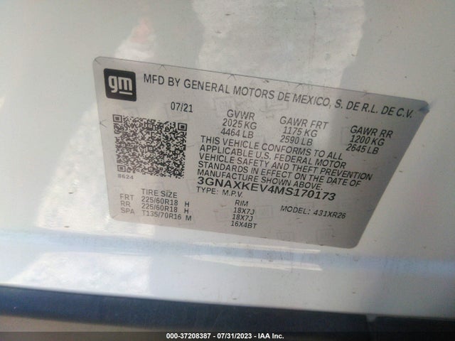Chevrolet EQUINOX LT 2021 3GNAXKEV4MS170173 Image 9