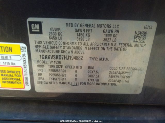 1GKKVSKD7HJ194882 GMC Acadia Limited Limited