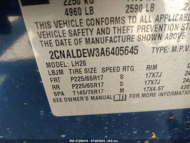 2010 CHEVROLET EQUINOX LT W/1LT VIN: 2CNALDEW3A6405645