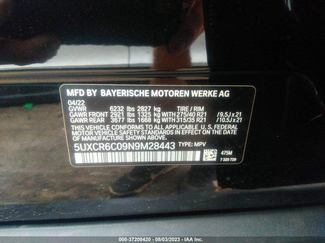 BMW X5 Xdrive40i 2022 5UXCR6C09N9M28443 Image 9